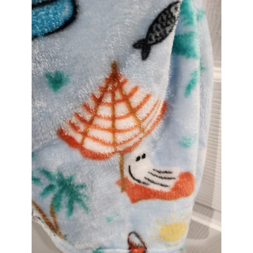 Summerween Halloween Beach Pool Ghost Soft Plush Throw Blanket